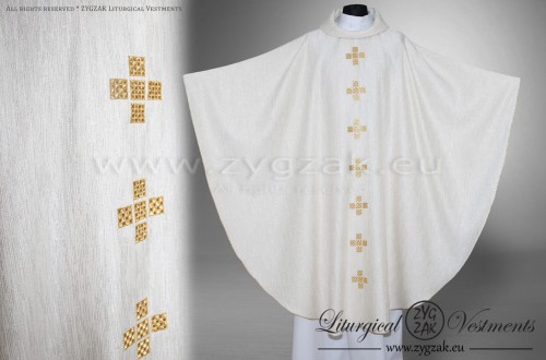 OG-HM-X-14 IVORY / LIGHT GOLD GOTHIC CHASUBLE - LIGHT GOLD