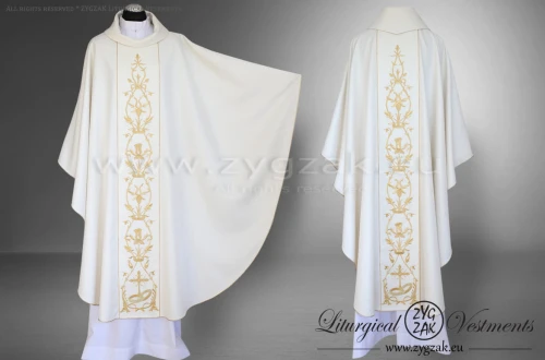 OG-HM-16 WHITE - GOTHIC CHASUBLE "THE SACRAMENT OF MATRIMONY"