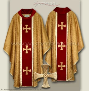OG-HM-4C BRO - GOLD/RED GOTHIC CHASUBLE