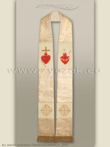 GOTHIC STYLE STOLE - SACRED HEARTS DESIGN
white