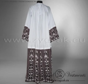 ALB-2/BLACK - LACE ALB WITH BLACK BACKGROUND FABRIC