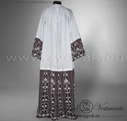 ALB-2/BLACK - LACE ALB WITH BLACK BACKGROUND FABRIC