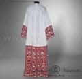 ALB-2/RED - LACE ALB WITH RED BACKGROUND FABRIC