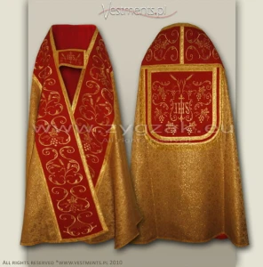 KR-HM-1 DARK GOLD/RED BROCADE ROMAN STYLE COPE