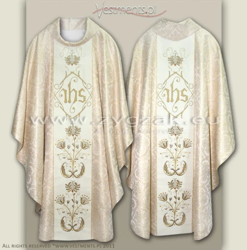 OG-HR-IHS-10 WHITE/GOLD 
GOTHIC STYLE CHASUBLE